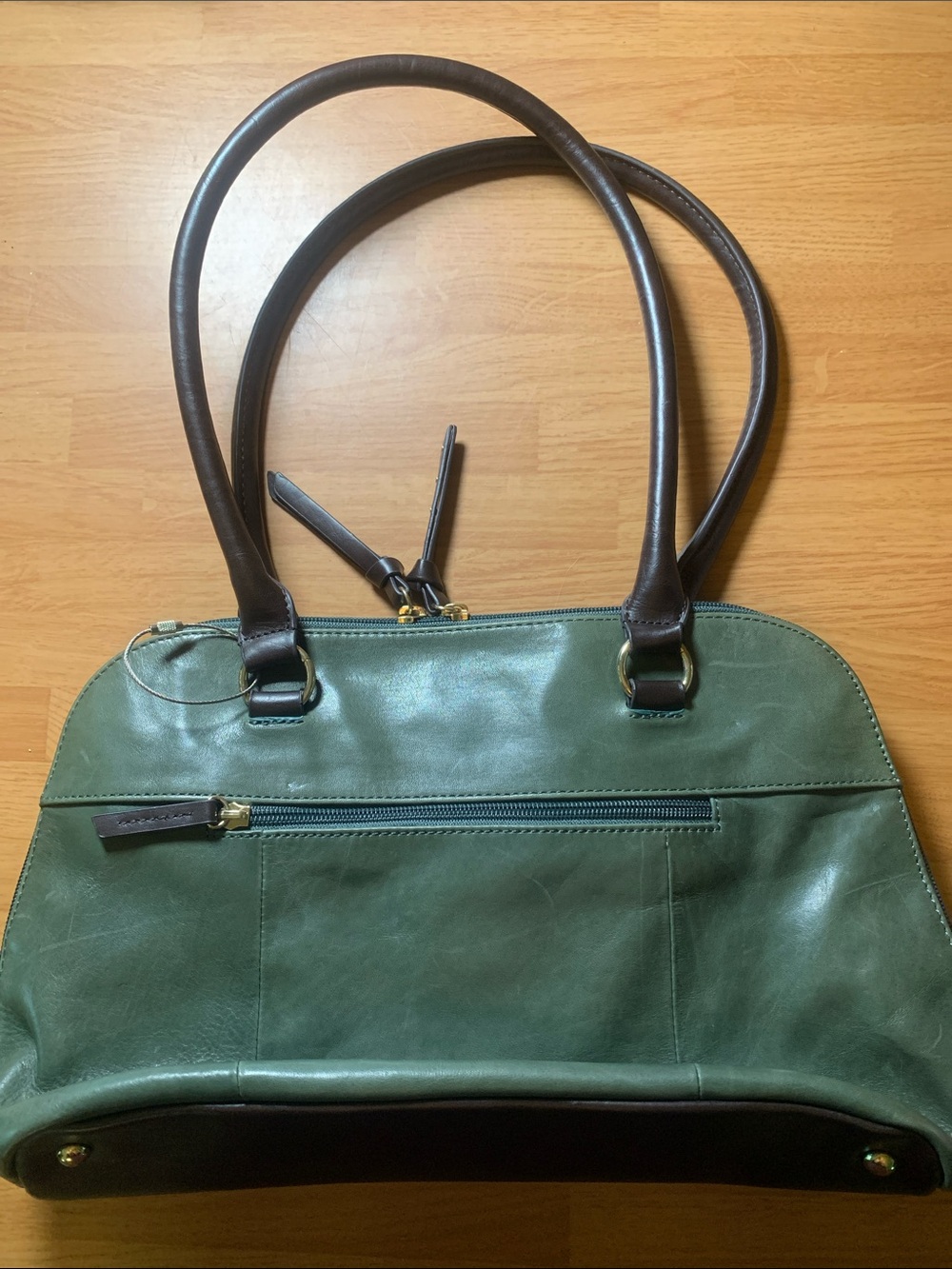 Tignanello Leather Mohave Dome Shopper Bag Olive Green
